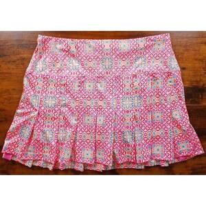 Lucky‎ in Love XL Aruba Pleated Skort Tennis Pickleball Skirt Pink Geometric